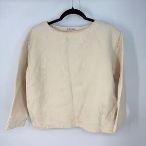 Black Crane Long Sleeve U Neck Cropped Lightweight Sweater